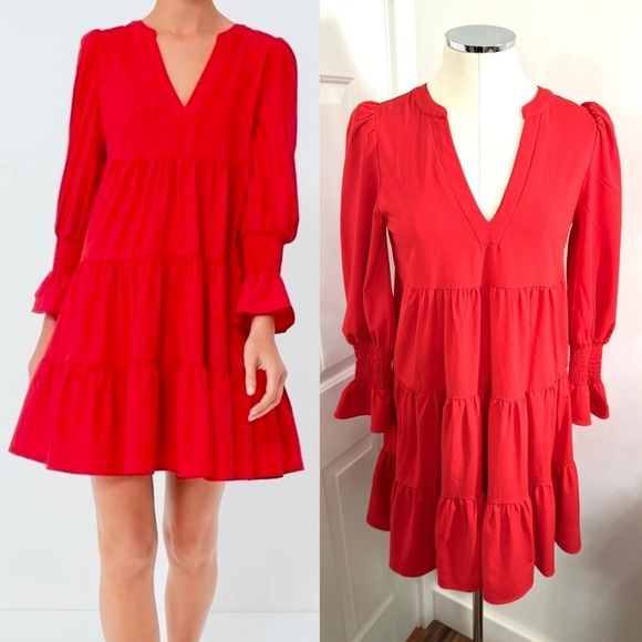 Tuckernuck Dresses & Skirts - Pomander Place Scarlet Ted Tiered V-Neck Dress